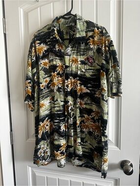 Men’s xxl Tropical Palm Print Button-Up Shirt